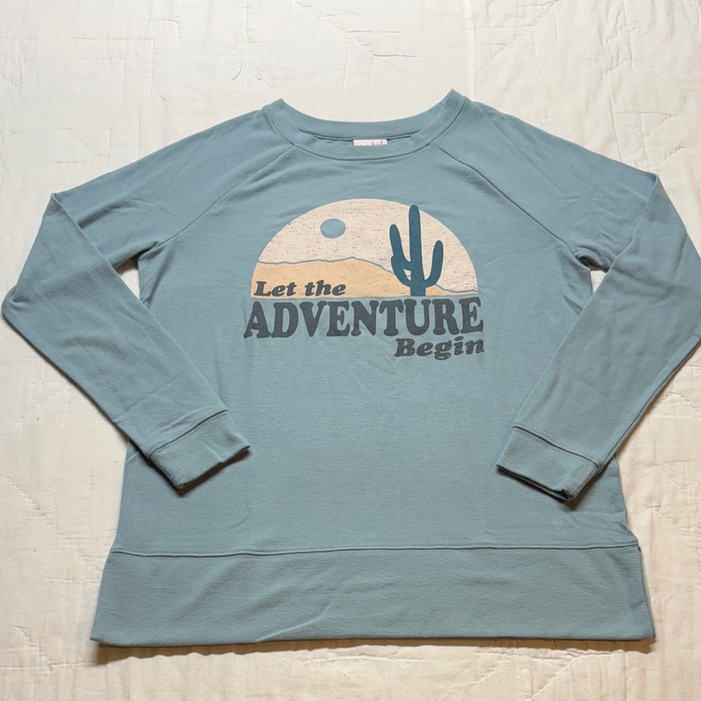 NWT Isabel Maternity "Let The Adventure Begin" Sweatshirt Blue Size XS